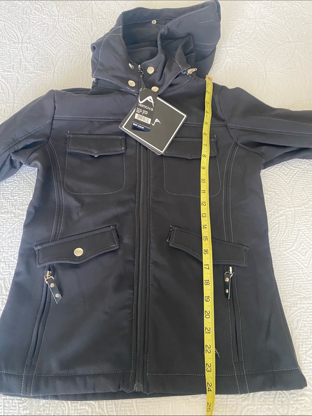 Virtical’9 Black Field Jacket with Hood & High Collar NWT - Picture 6 of 13